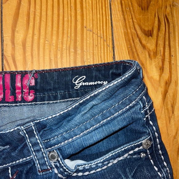 Hydraulic Gramercy Womens Blue Jeans Capri Low Rise Distress Crosshatch Sz 5/6 - Picture 3 of 6